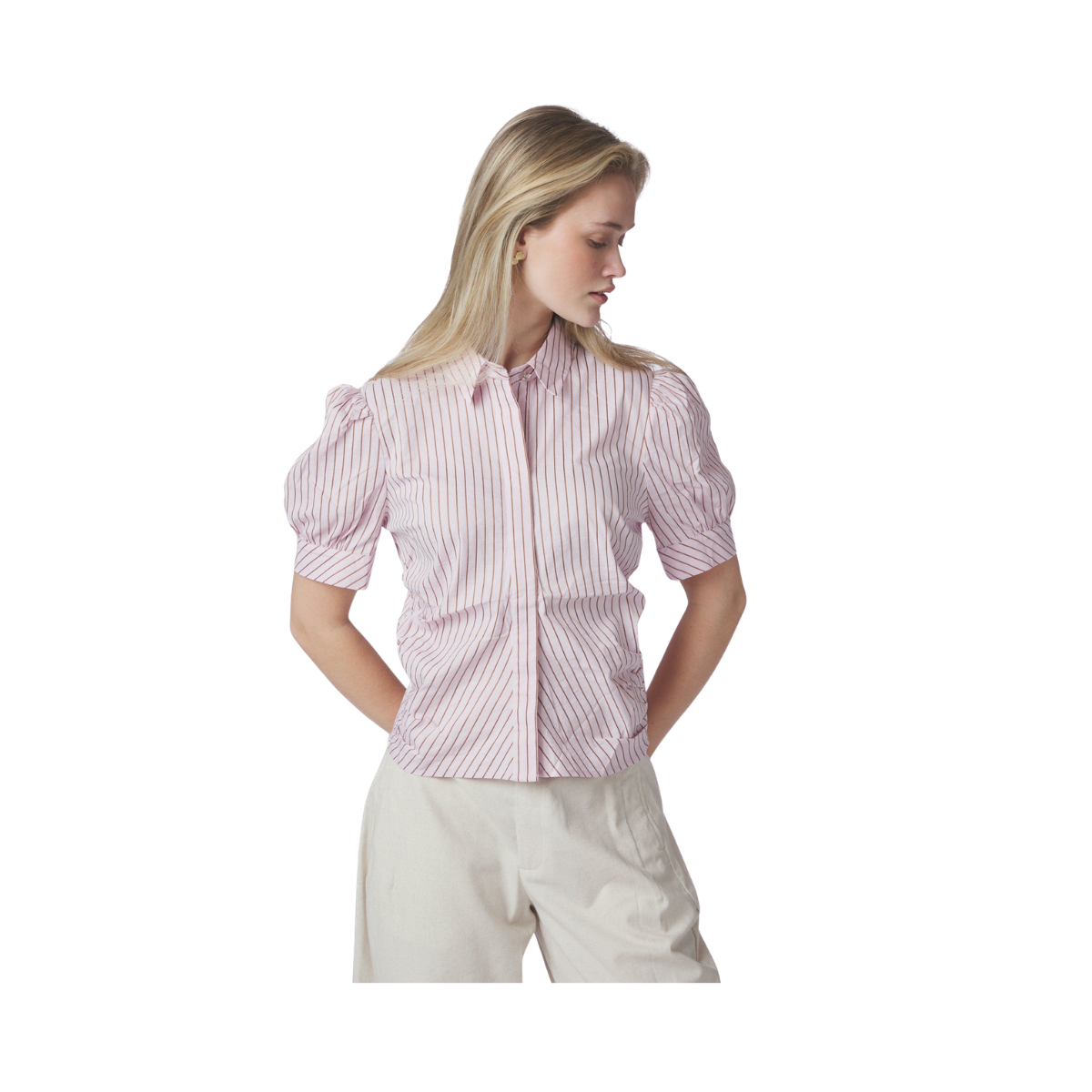 Frannie Structure Stripe Shirt - Light Pink