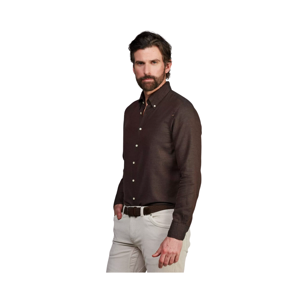 Solid Flanel Shirt - Brown