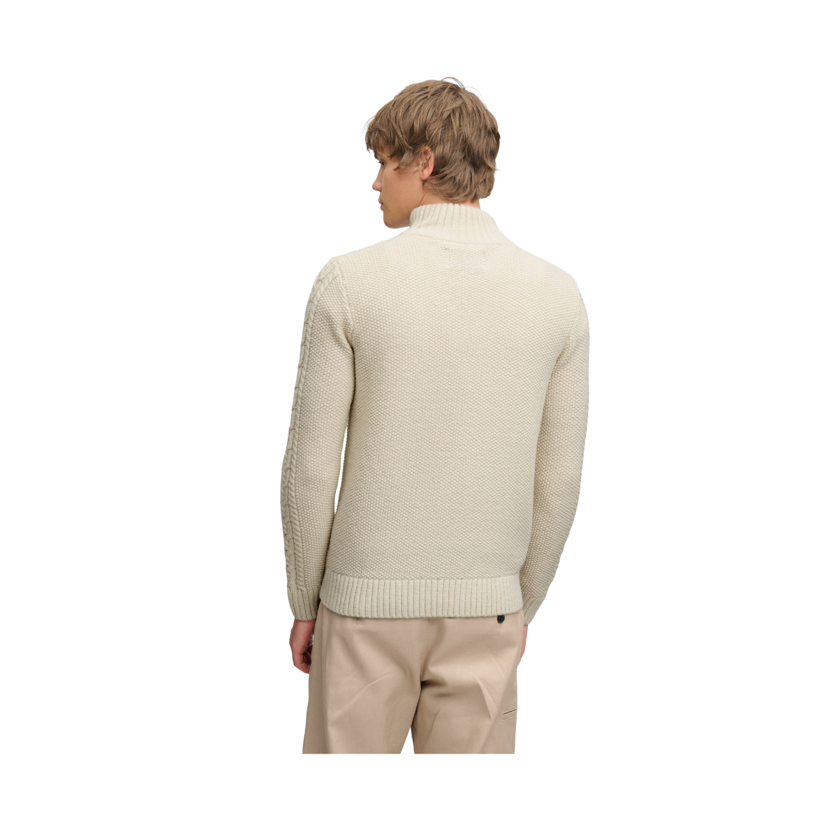 Jacob Cable Half Zip Knit - Ecru