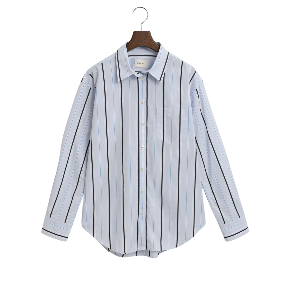 Relaxed Classic Poplin Striped Shirt - Light Blue