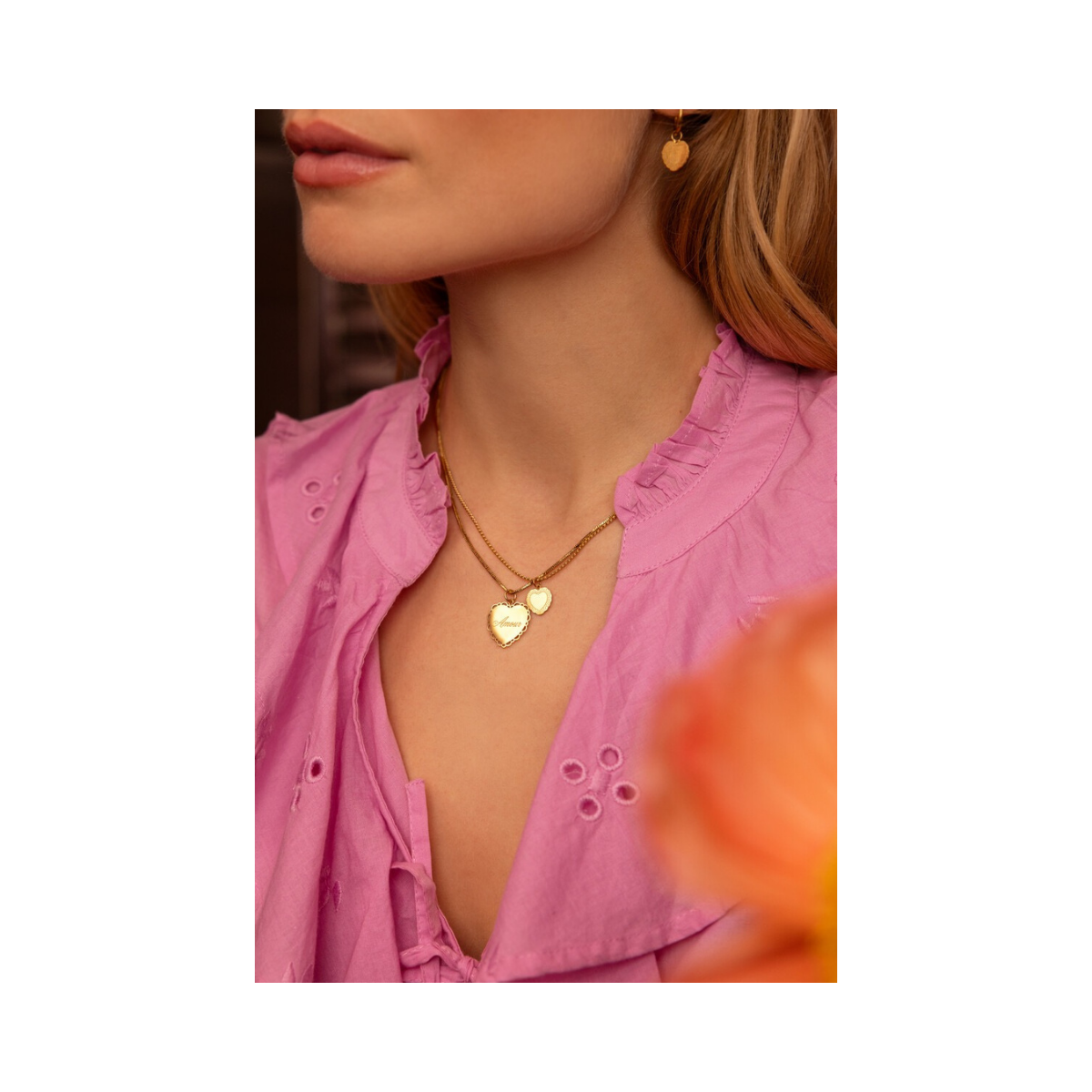 Necklace Dubble Two Hearts - Gold