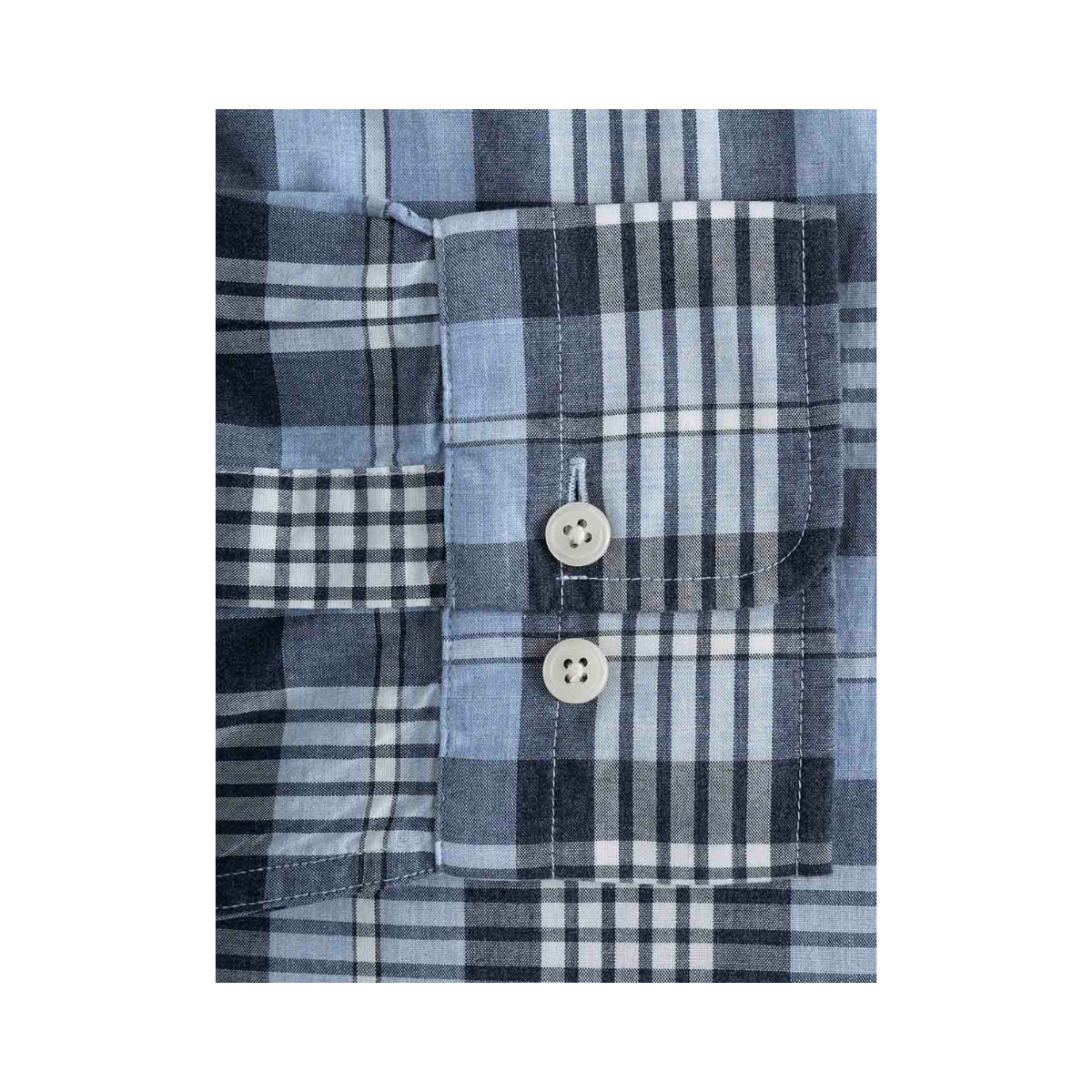 Reg Poplin Melange Check Shirt - Dark Indigo Melange