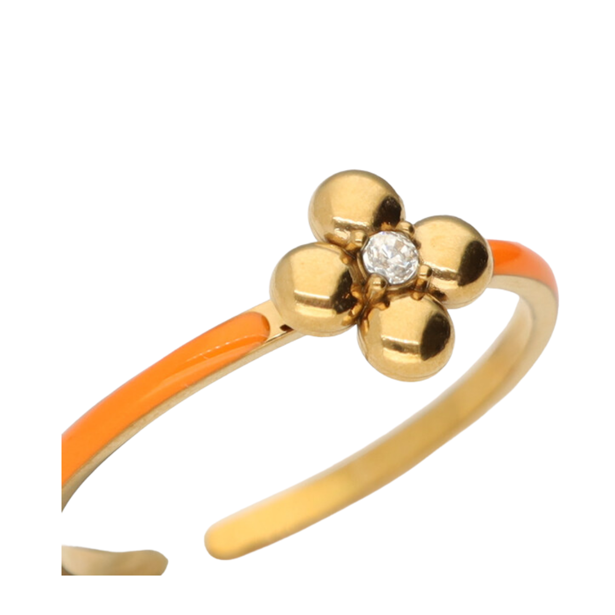 Ring Fine Orange Clover - Gold