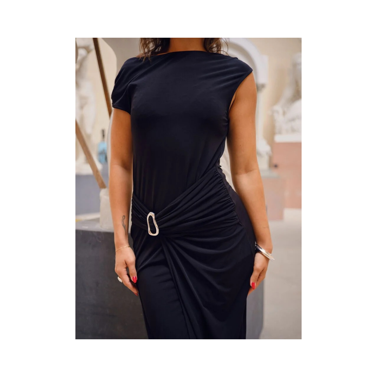 Minja Drapy Dress - 100 Black