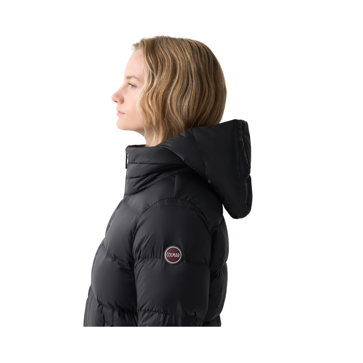 Ladies Down Jacket with Detachable Hood - Black