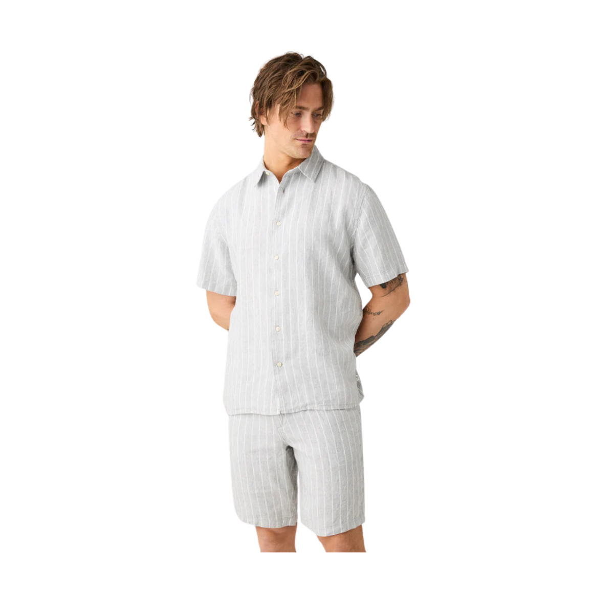 Linen Striped Shirt - Grey Stripe