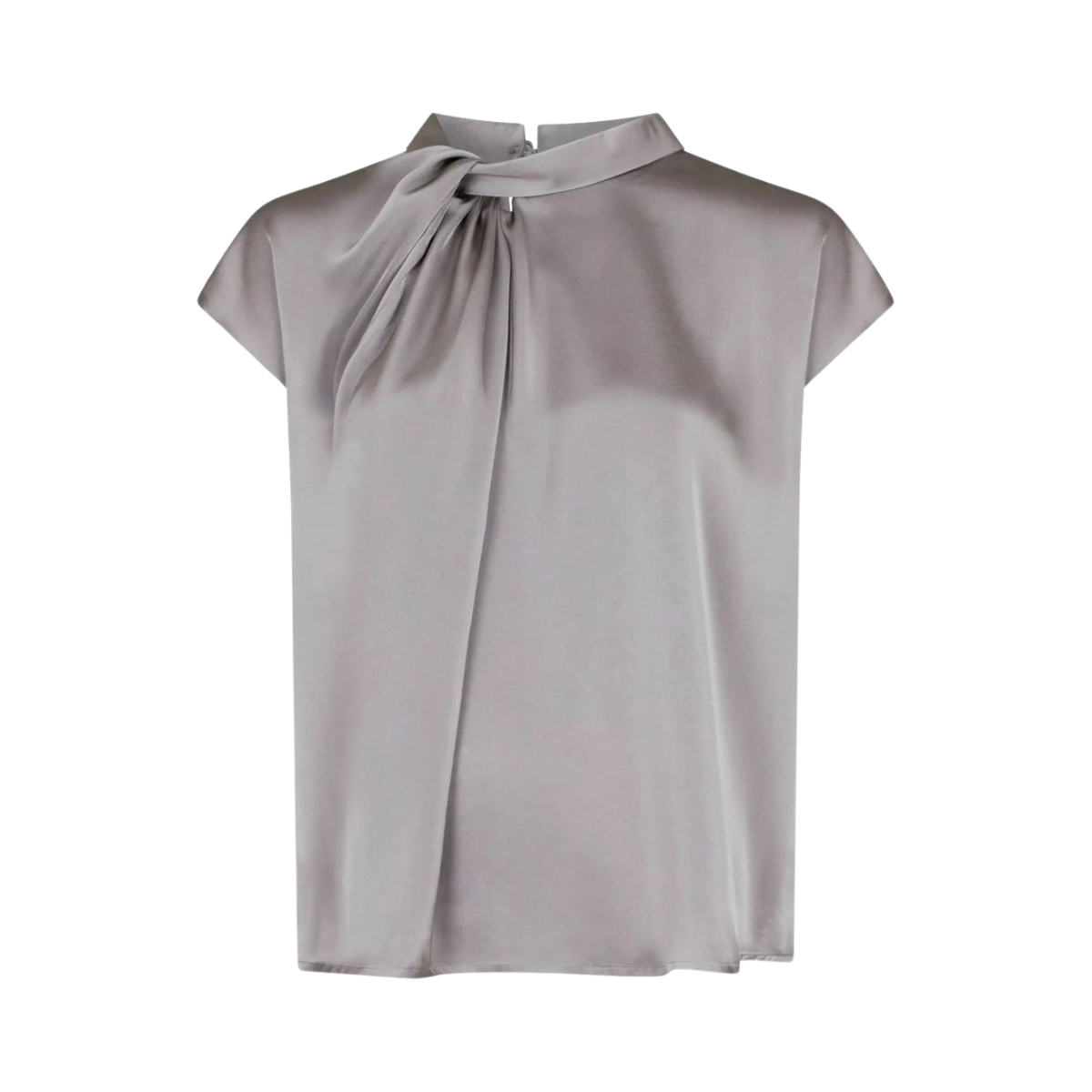 Fleur Drapy Satin Blouse - Grey