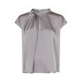 Fleur Drapy Satin Blouse - Grey
