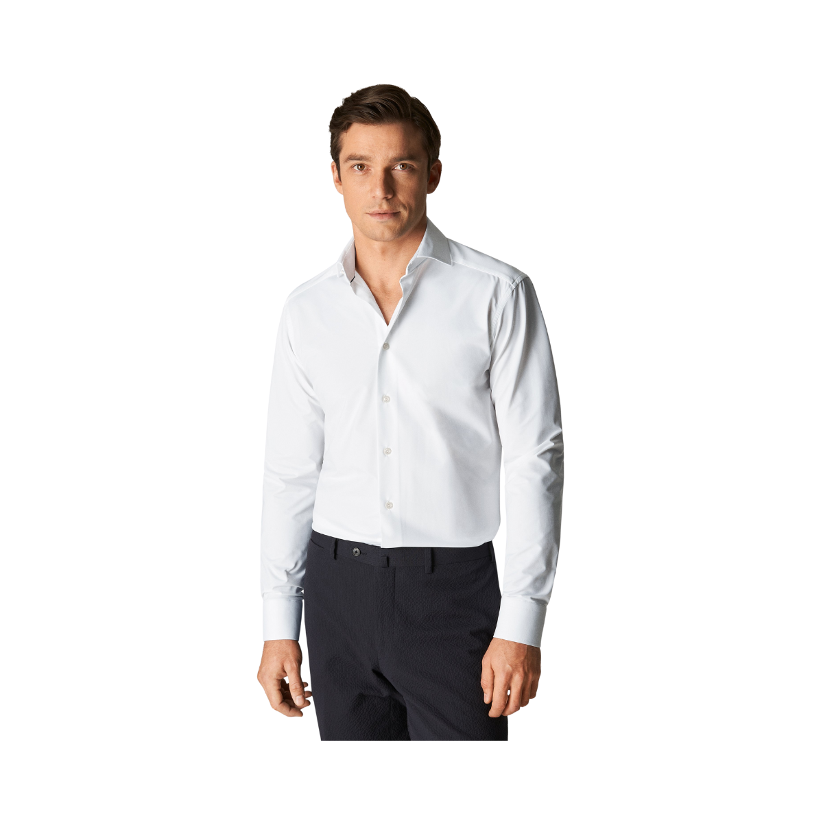 Wide Spread Slim Stretch Shirt - White