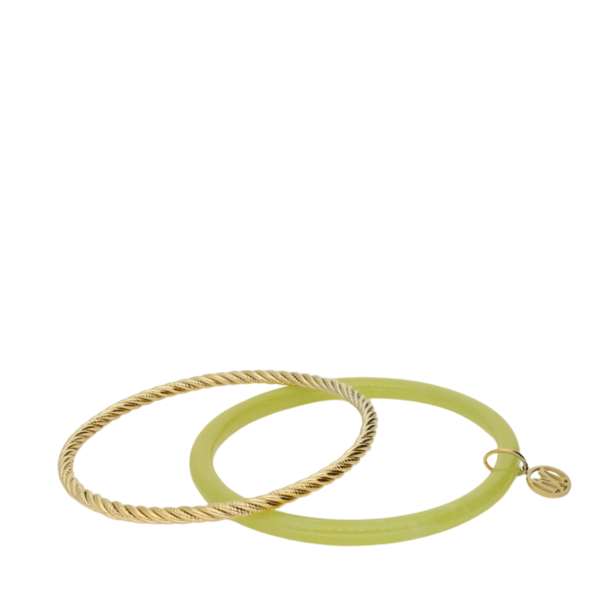 Bangle Set Thin Green - Gold
