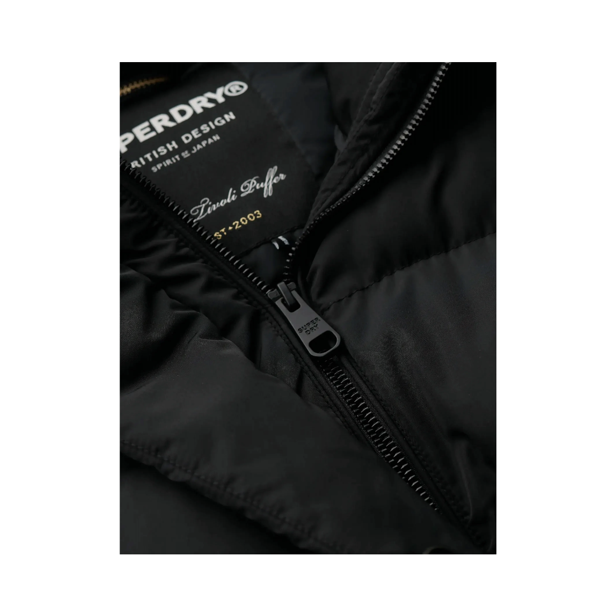 Longline Hooded Puffer Jacket - Black