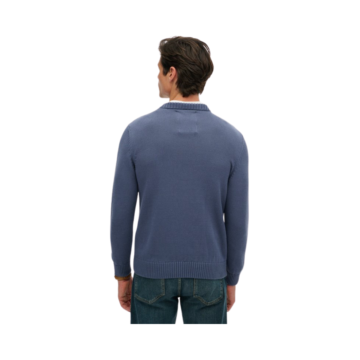 Preppy Cotton Jumper - Soft Navy