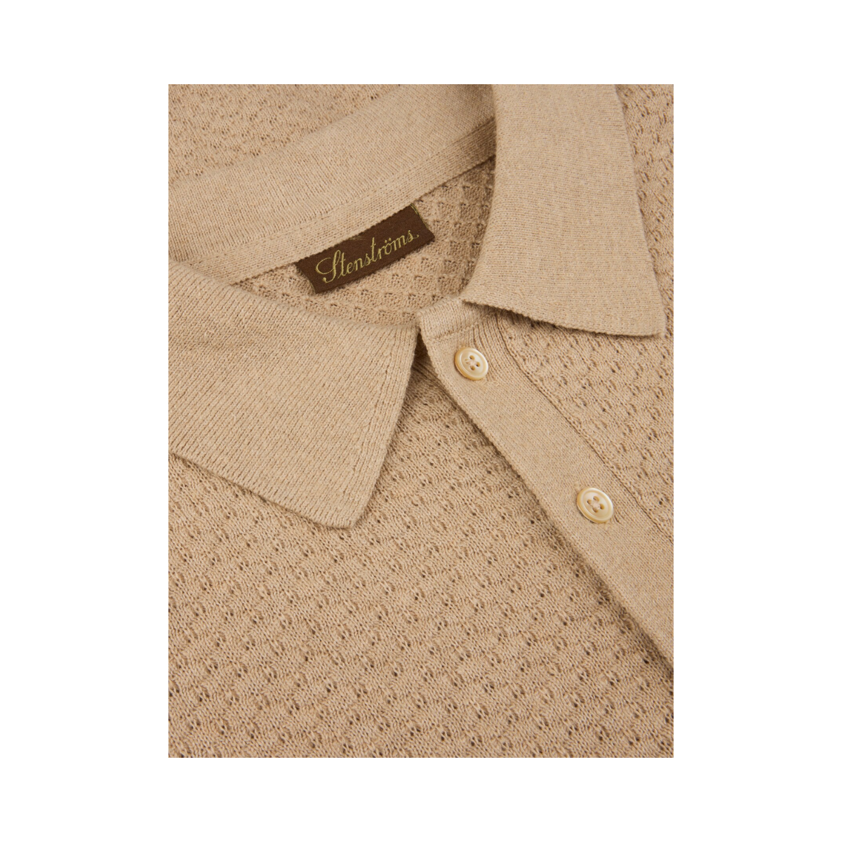 Polo Shirt Knitted Textured - Beige