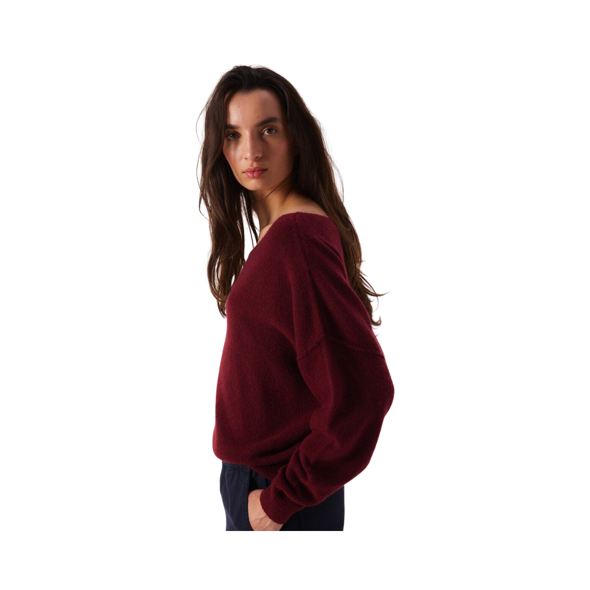 Pull Boule Ml Col Bateau - Cerisier Chine