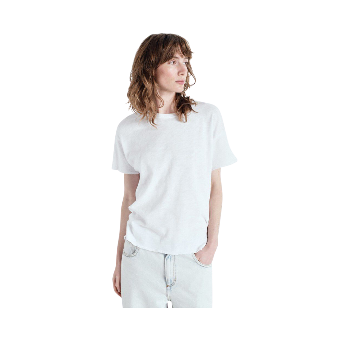 T-Shirt Mi-Long Ample Mc Col Rond - Blanc