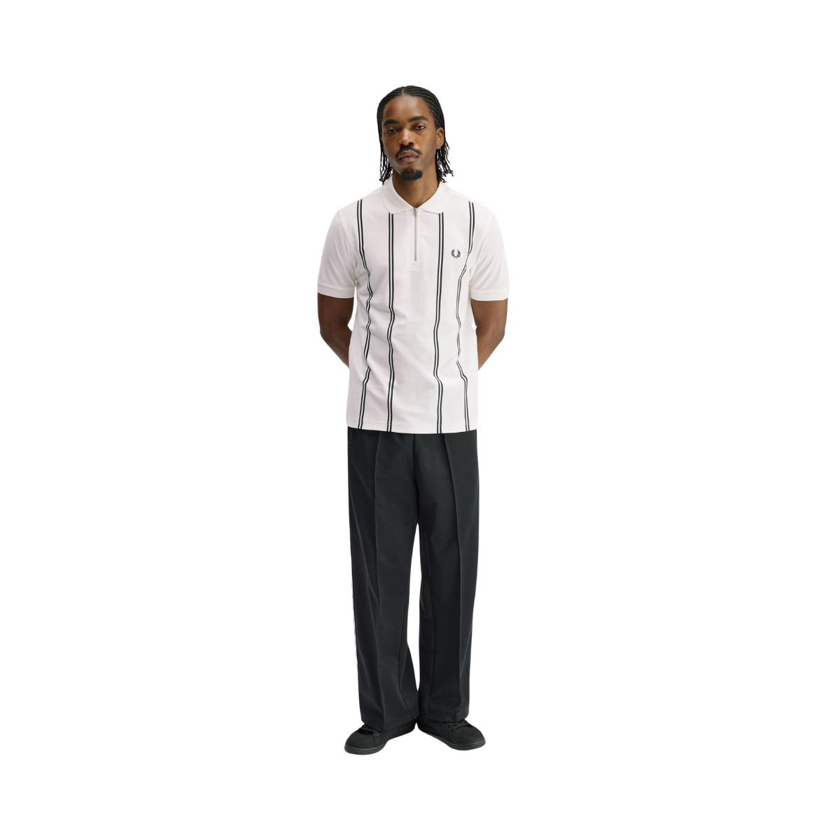 Vertical Stripe Polo - Snow white
