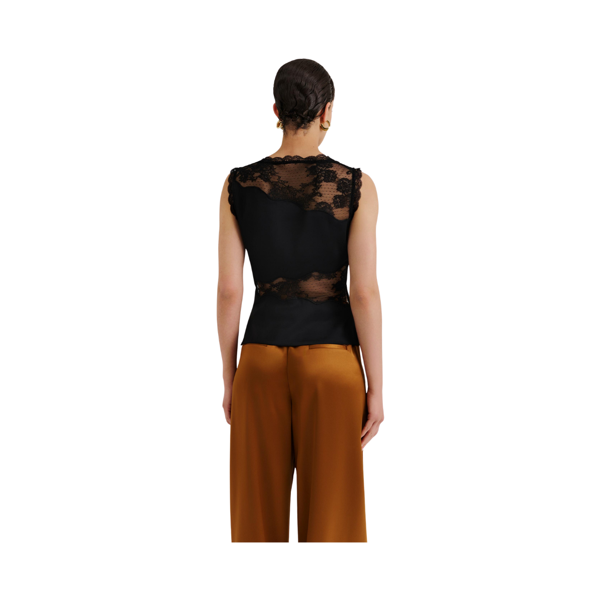 Desire Lace Trimmed Cut Out Top - Black