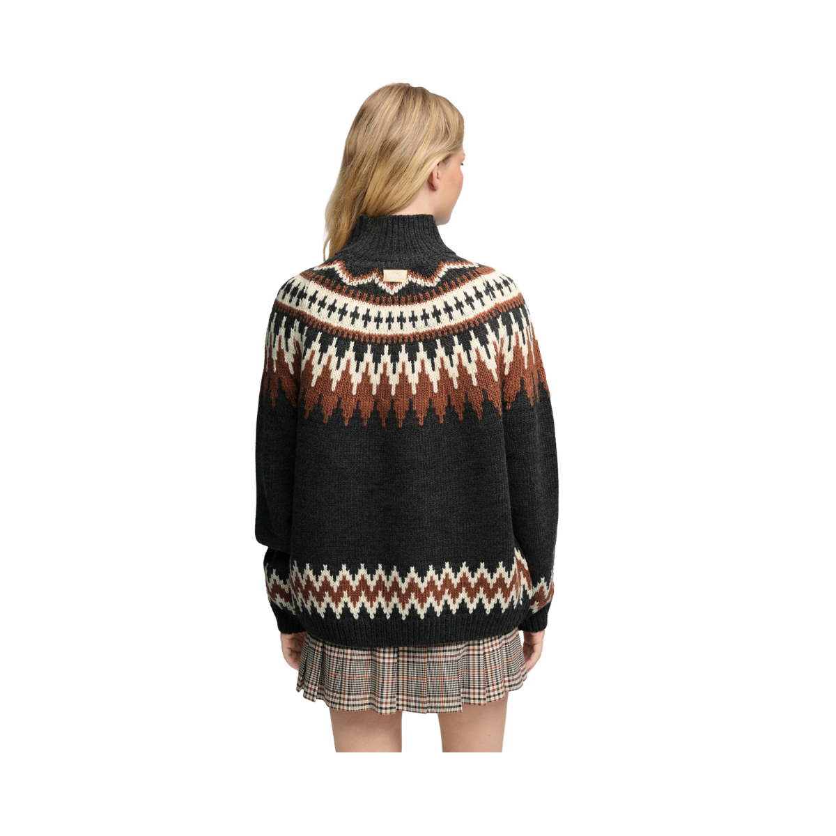Fairisle High Neck Jumper - 04Q Charcoal Marl