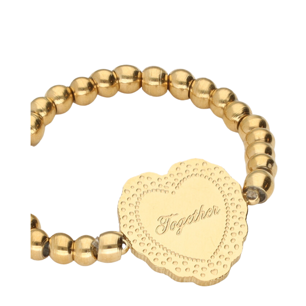 Ring Os Stretch Heart Together - Gold