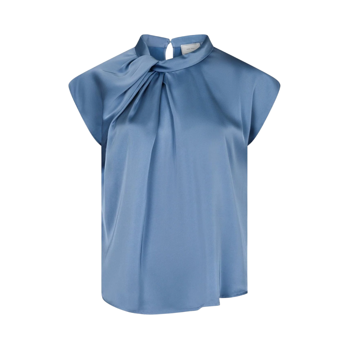 Fleur Drapy Satin Blouse - Dusty Blue