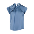 Fleur Drapy Satin Blouse - Dusty Blue