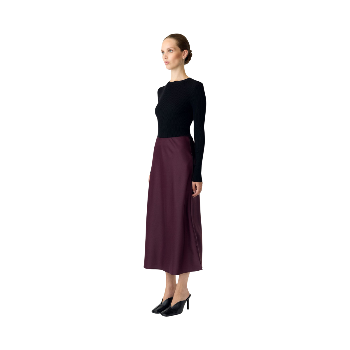 YASPella Highwaist Midi Skirt - Fig