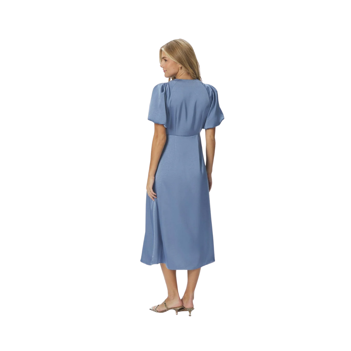 Illana Heavy Sateen Dress - Smoke Blue