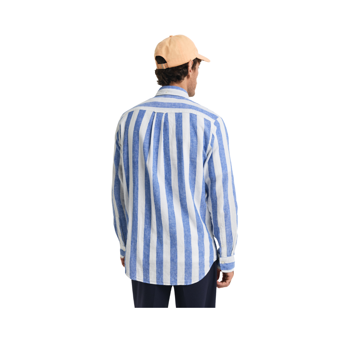 Reg Cotton Linen Bold Stripe Shirt - Rich Blue
