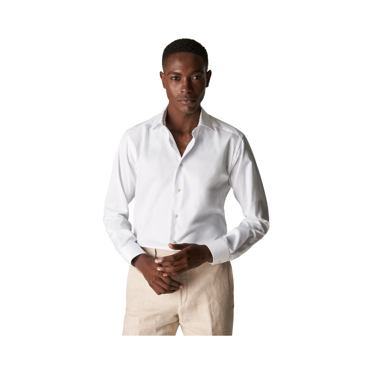 Cut Away Slim Signature Twill Shirt - White