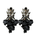 Leaf Big Stone Earrings - Black