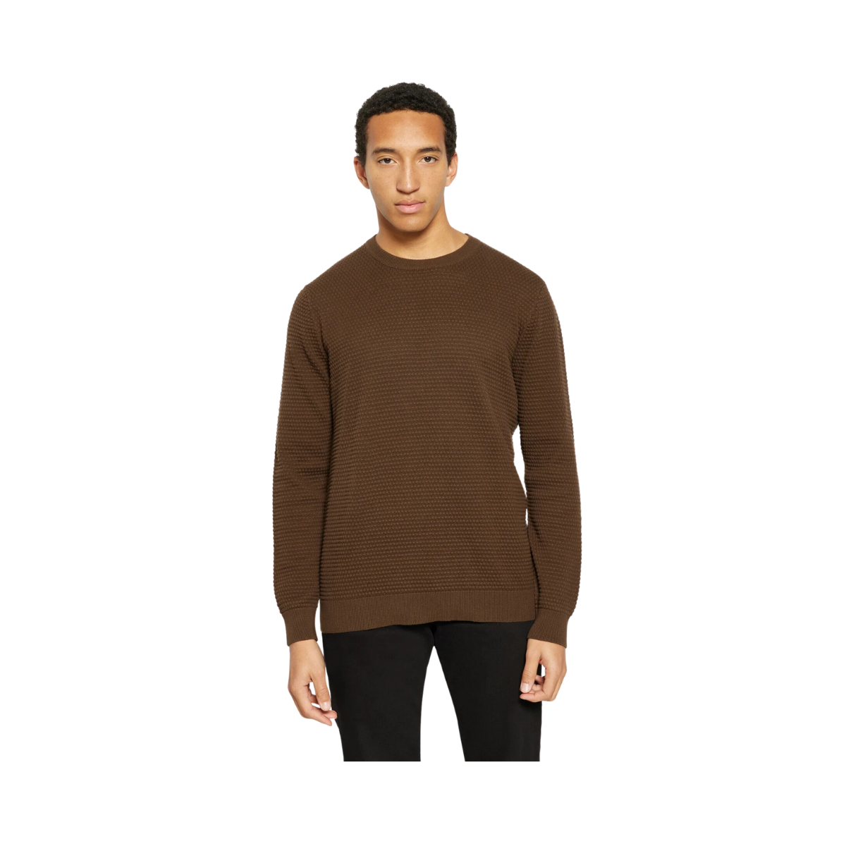 Vagn Reg Bubble Knit Crew Neck - Brown