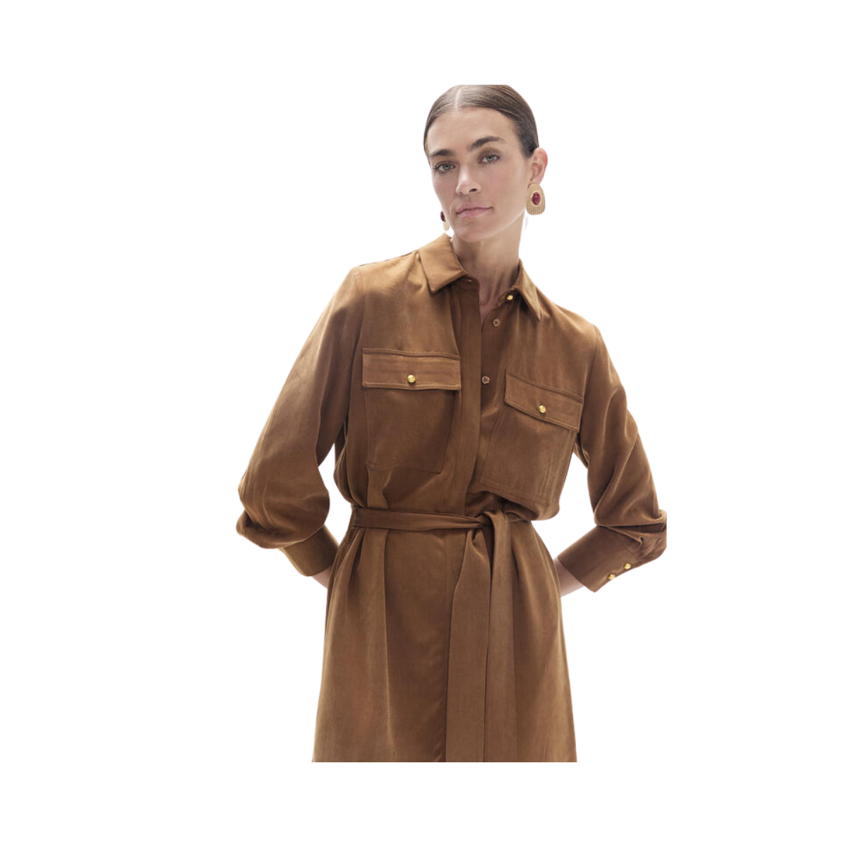 Fluid Suede Dress - 052 Camel
