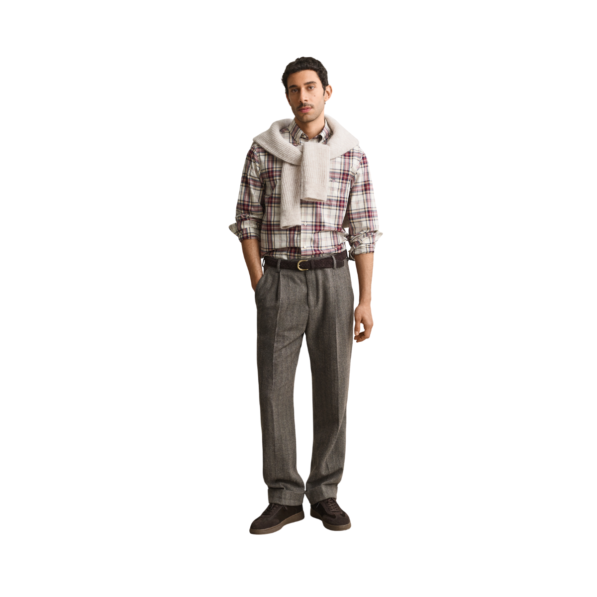 Reg Poplin Check Shirt - Deep Grape Wine