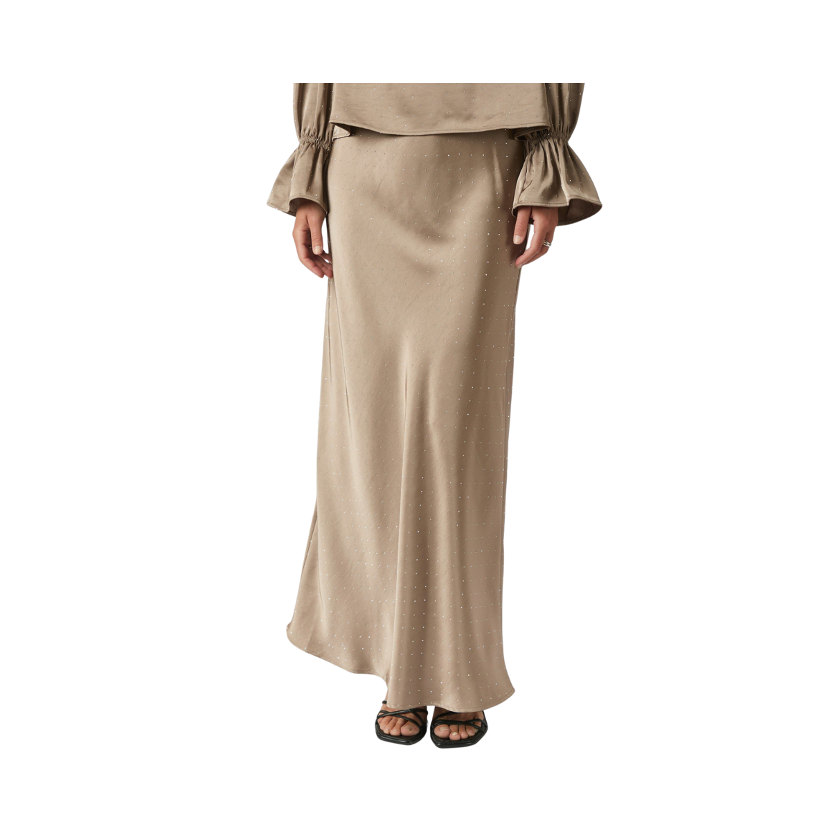 Viso Heavy Sateen Bedaz Skirt - Dark Taupe