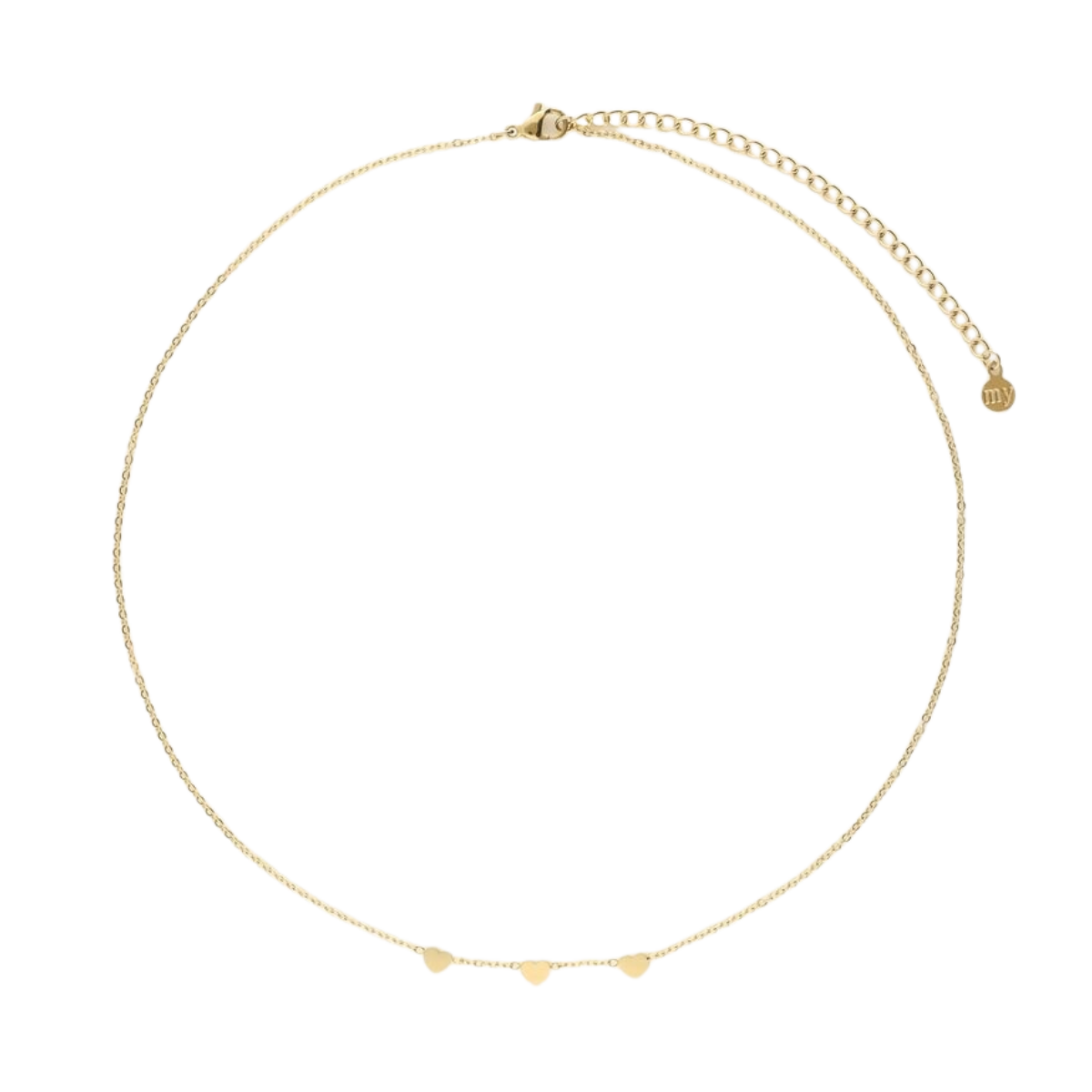 Necklace With Three Hearts - Gold