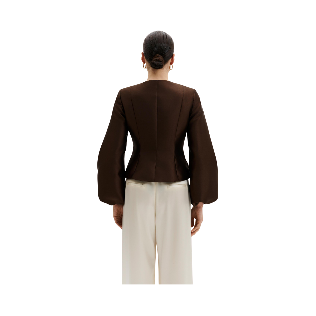 Vendela Balloon Sleeve Blouse - Dark Brown