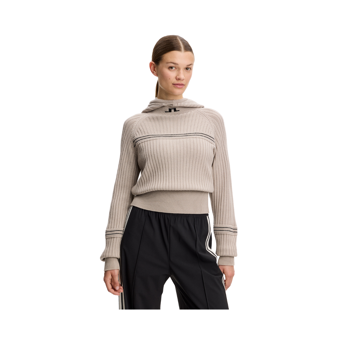 Hilda Knitted Rib Hoodie - Moonbeam