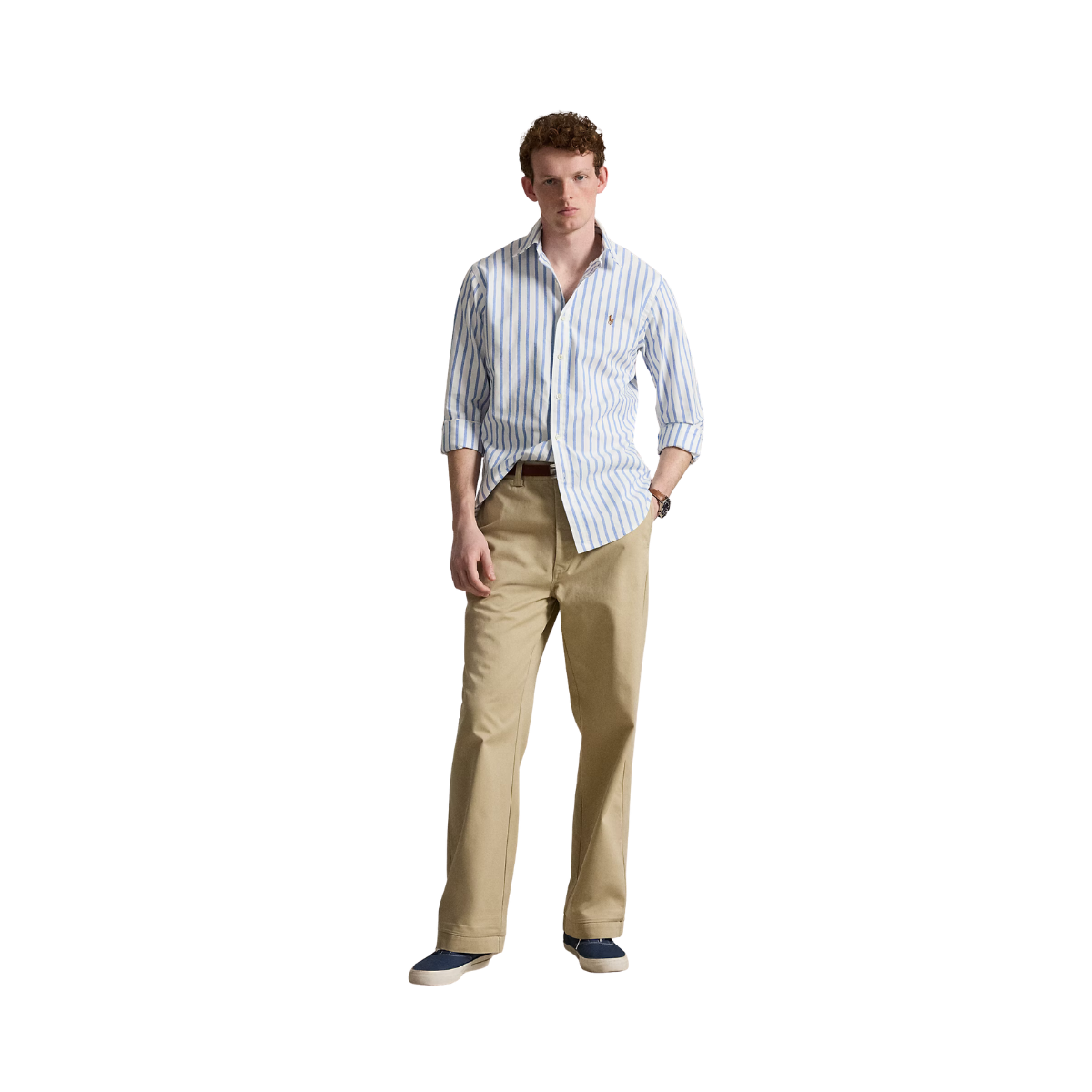 Long Sleeve Sport Shirt - Blue/White