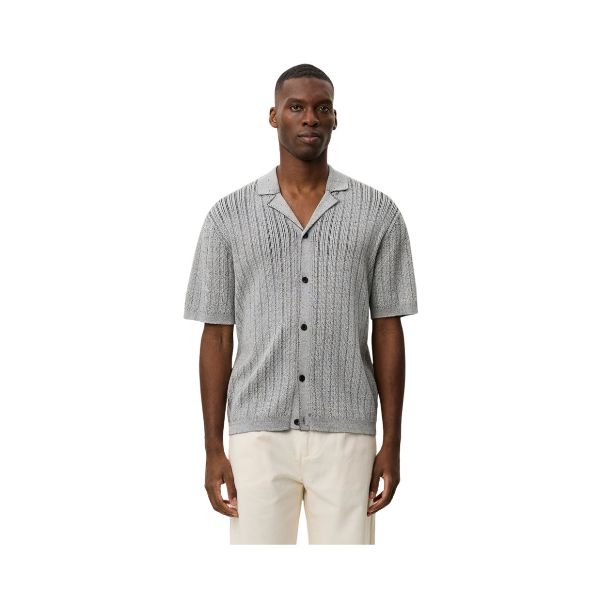 Evan Knitted Shirt - 320 Grey Melange