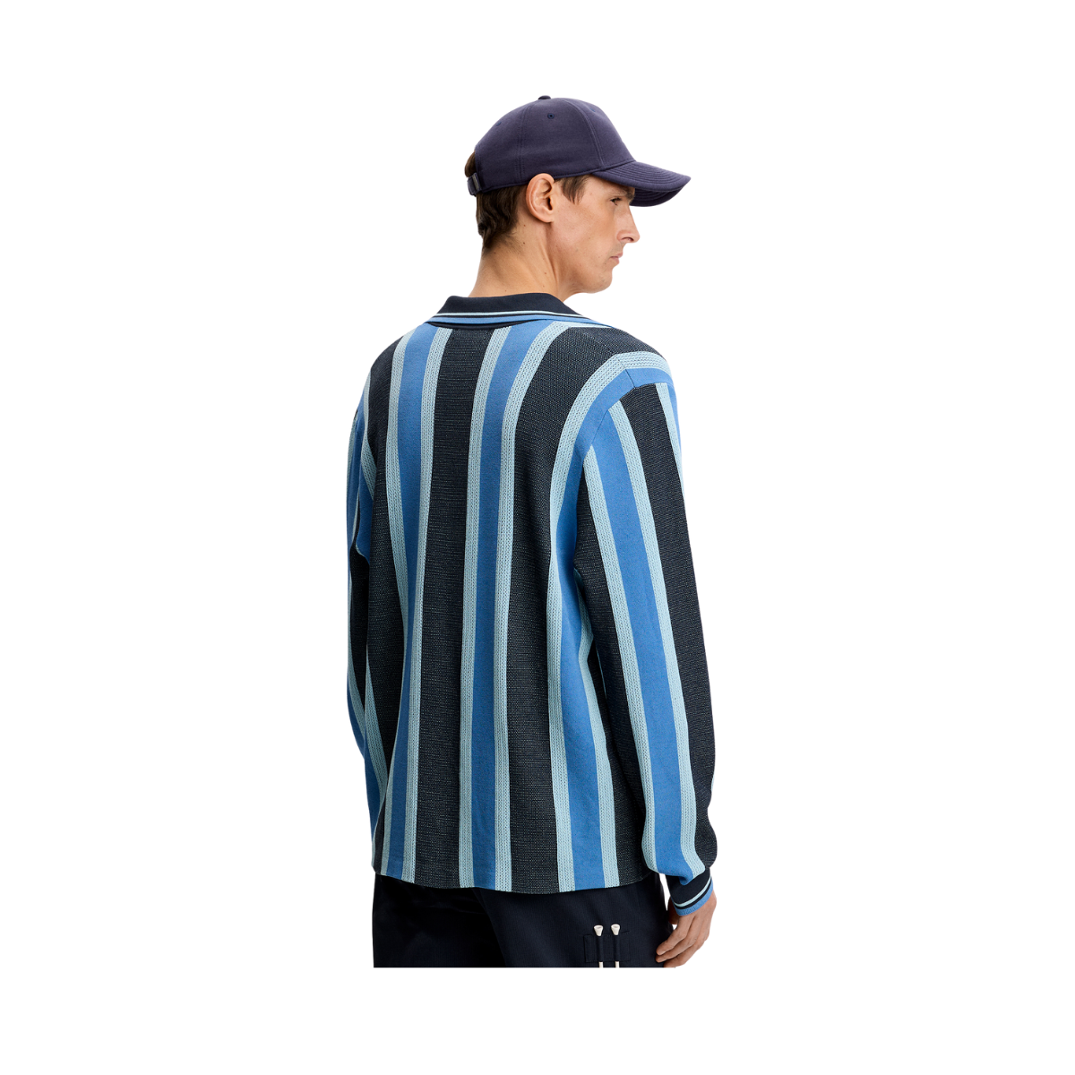 Silas Stripe Polo Knit - JL Navy