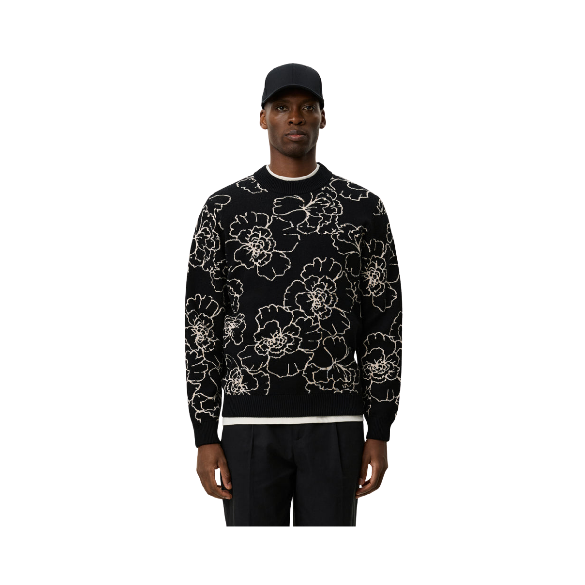 Gaston Poppy Jacquard Knit - Black
