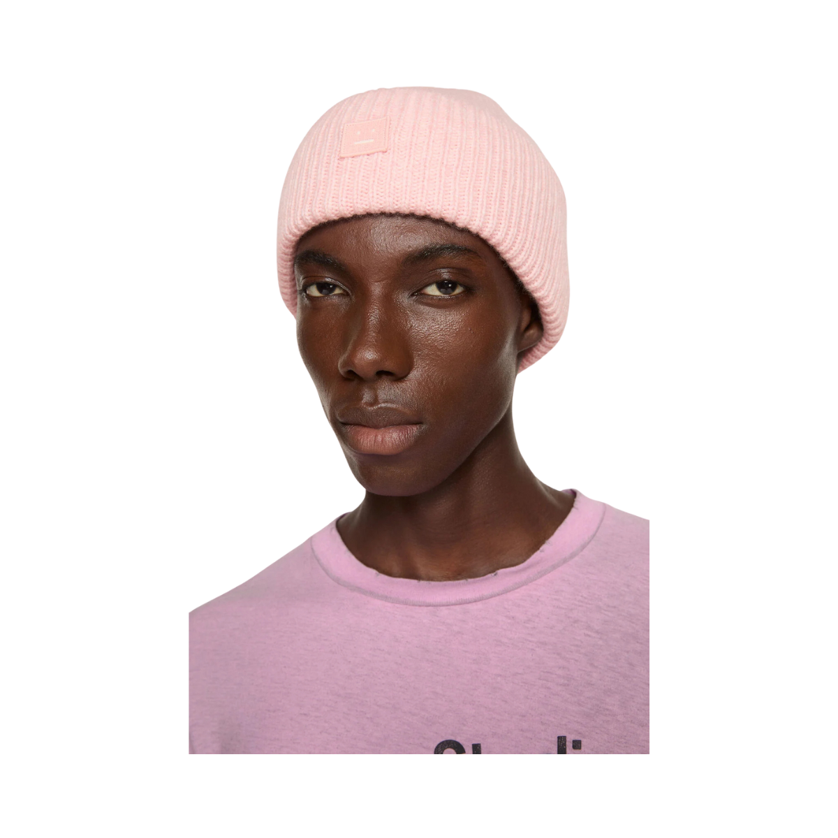 Small Face Logo Beanie - CS1 Faded Pink Melange