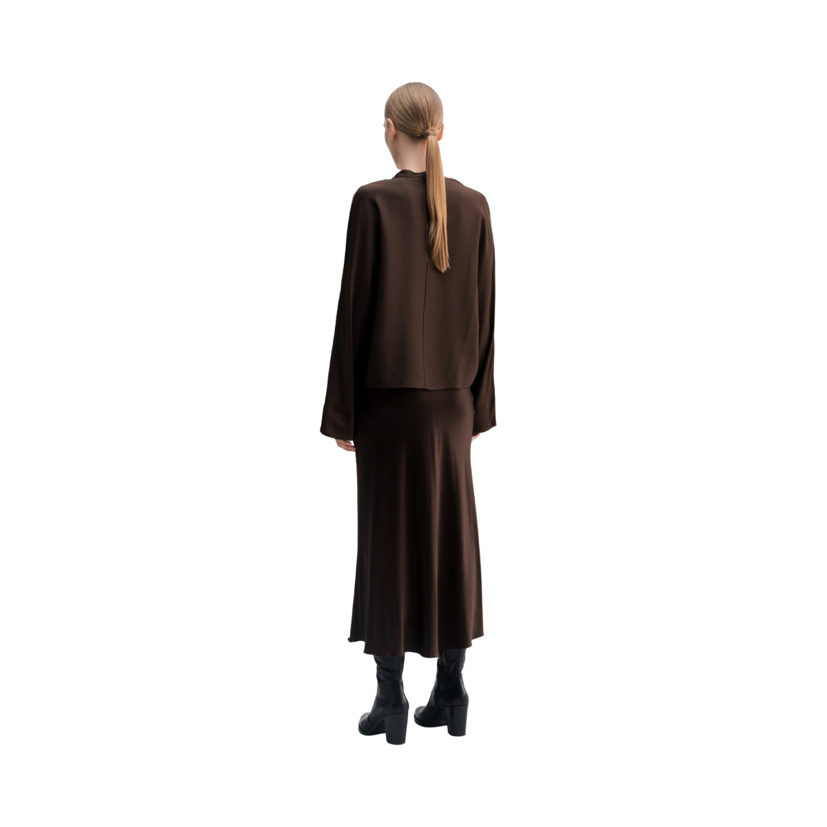 Nina V-Neck Blouse - Dark Brown