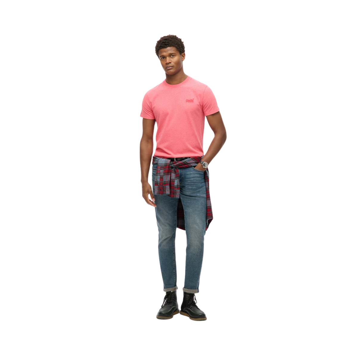 Essential Logo EMB Tee - 9VS Punch Pink Marl