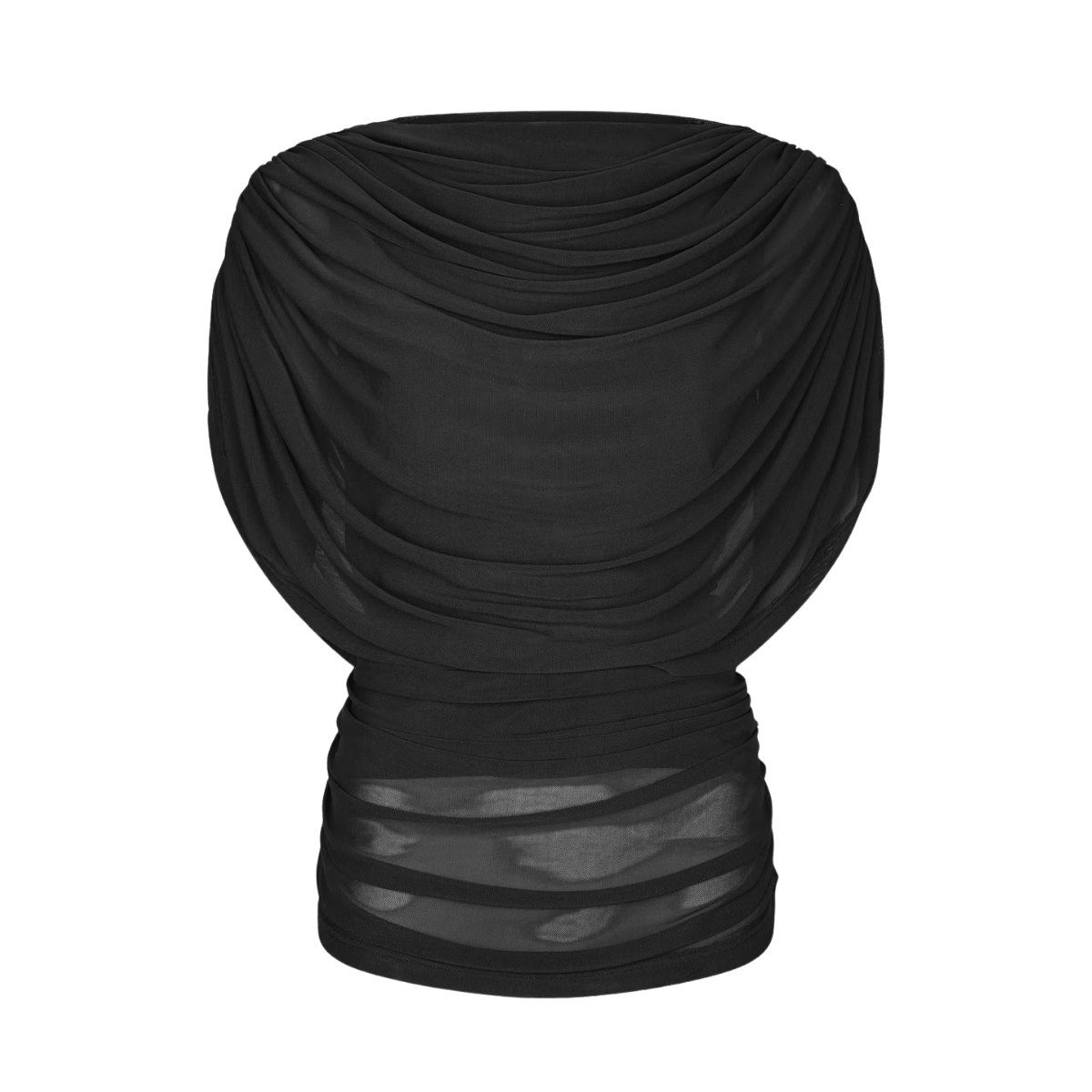 Cottuna Drapy Mesh Top - 100 Black