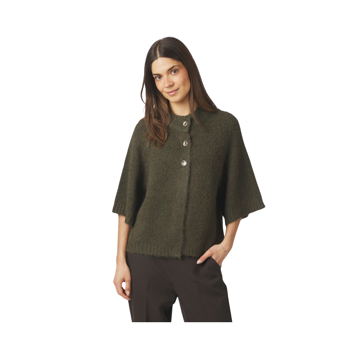 Benuta Fluffy Knit Cardigan - Army