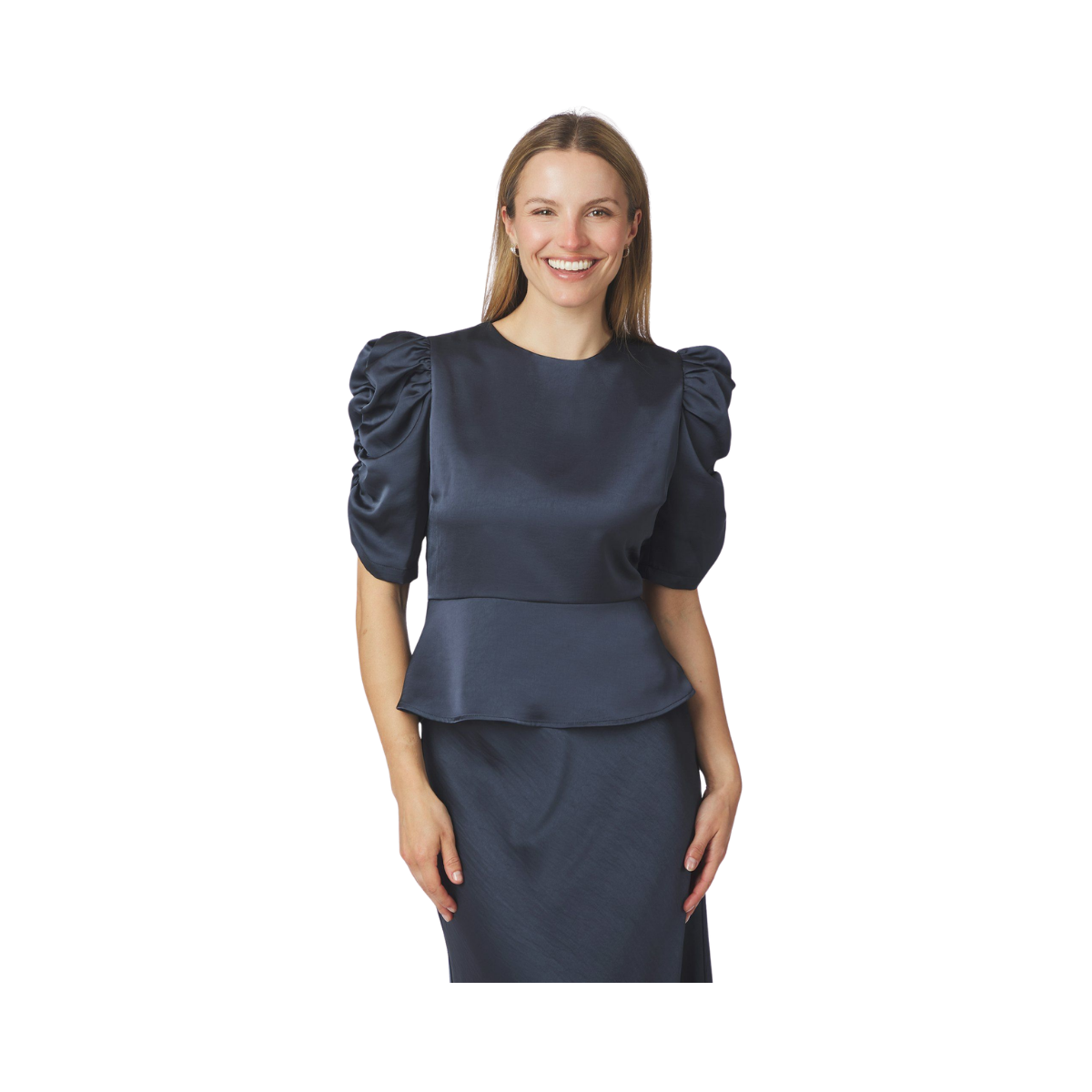 Benua Heavy Sateen Blouse - Midnight Blue