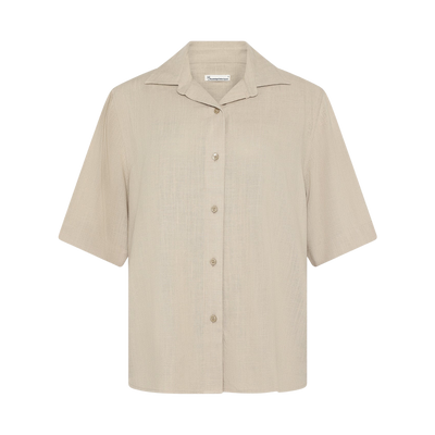 Loose linen-mix short sleeve - Light feather gray