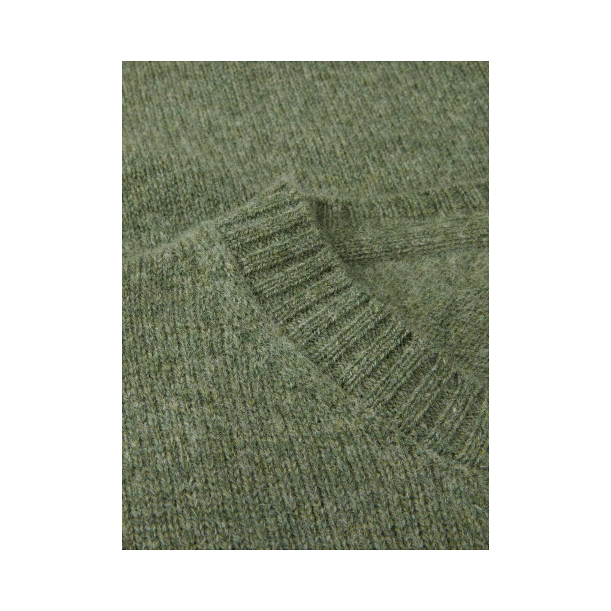Sweater Knitted Crew Lambs Wool - Green