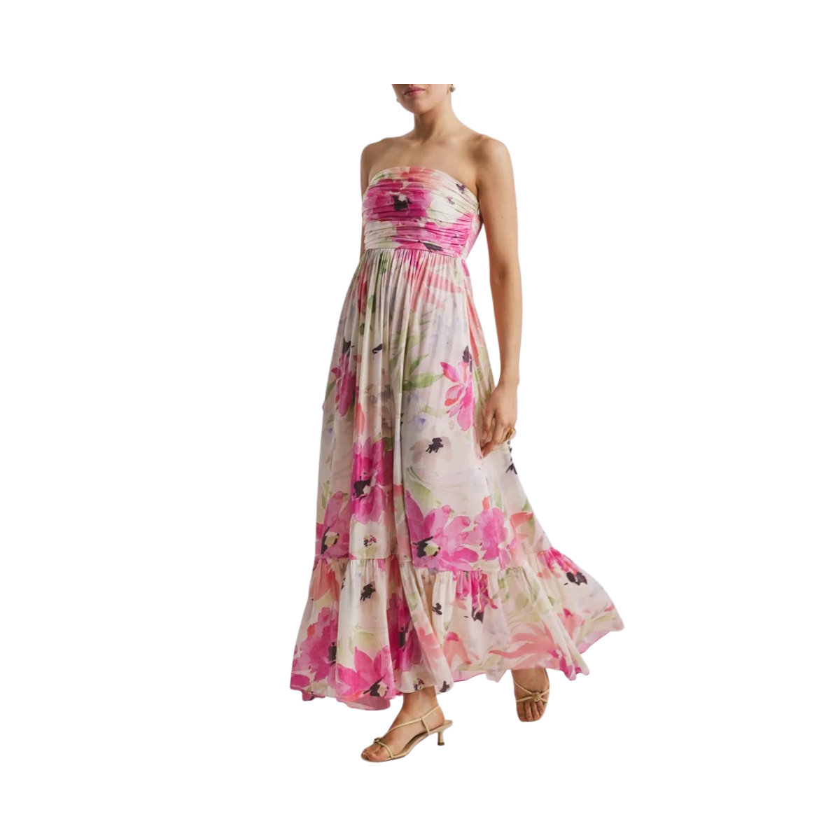 Shiny Bandeau Dress - Soft Dew